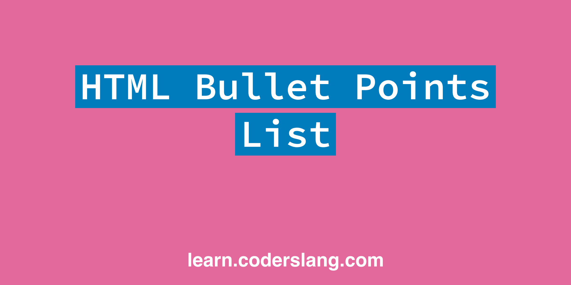 Bullet Point Html Code W3schools